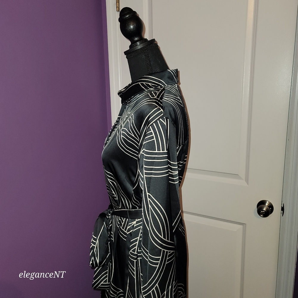 H & M Black and White Geometric Pattern Dress Sz: M NWT - Picture 10 of 13